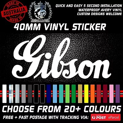 Classic Gibson Logo Headstock Guitar Replacement Vinyl Sticker Decal 40mm • $7.99