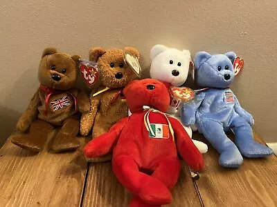 Ty Original Star Beanie Babies Baby Bear Lot Of 5 With Tags And Tag Protectors • $22