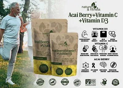 £5.99 • Buy Vitamin D3 10000iu, Natural Vitamin C, Acai Berry Extract Vegan Capsules  Immune