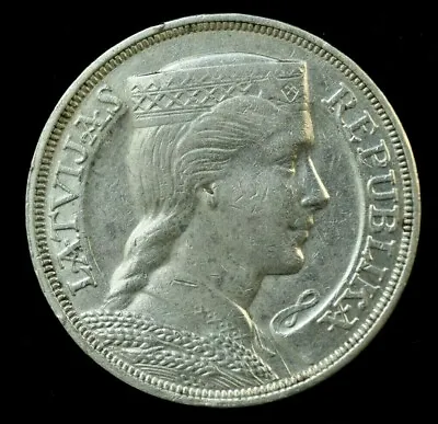 1931 Litvia 5 Lati Silver Large Coin 25 Grams 37mm - Uncirculated Conditio • $67.50