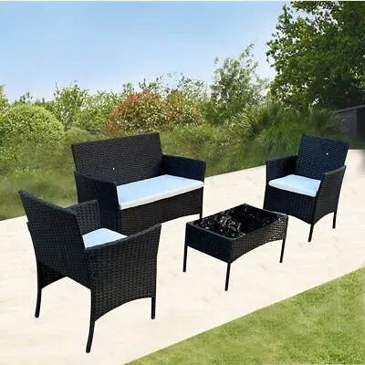Rattan Garden Furniture Set 4 Piece Chairs Sofa Table Outdoor Patio Set 6210-b • £99.99