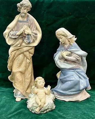 Lladro Nativity Set Mary Joseph & Baby Jesus 3 Figurines Large W/boxes • $345