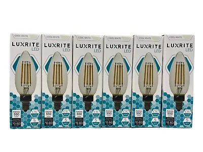 (6) Luxrite 5W Chandelier LED Bulbs Dimmable 4000K 550lm Cool White E12 Bulb • $17.05