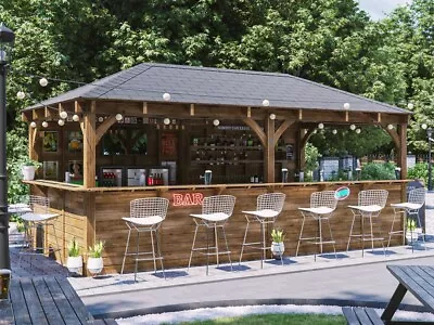 Garden Bar Wooden Outdoor Pub Shed Gazebo Kiosk Counter 6m X3m Leviathan Barzebo • £4969.99