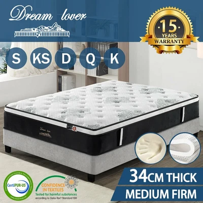 $242.10 • Buy QUEEN DOUBLE KING SINGLE Mattress Bed Euro Top Pocket Spring Firm Foam * 9 Zone