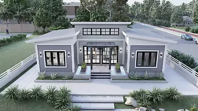 Modern House Home Building Plan 4 BedRoom 3 BathRoom With Garage & Free CAD File • $29.99