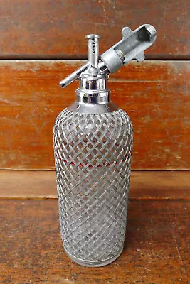 Vtg SPARKLETS Ltd Makers NEW YORK Seltzer Bottle Metal Mesh Wrapped Made In USA • $49.95