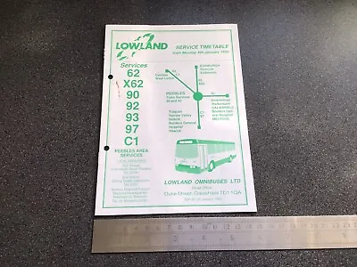 £5 • Buy Lowland Scottish Bus Group Timetable Route 62 X62 90 92 93 97 C1 January 1992
