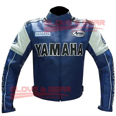 Yamaha 0820 Blue Trackdays Motorbike Cowhide Leather Bikers Armoured Jacket • £144.99