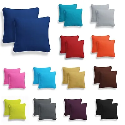 £6.99 • Buy Pack Of 2 100% Cotton Plain Dyed Cushion Covers Piped Edge Sofa Decor16 ,18 ,20 