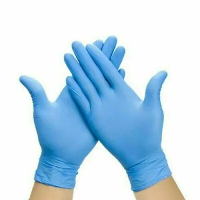 £9.79 • Buy Box Of 100 / 200 Nitrile Gloves BLUE Disposable Powder Free Exam Food Mechanic