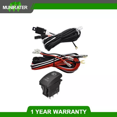 Universal 12V Red LED Fog Light Wiring Harness Fuse Laser Rocker Switch Relay • $16.71