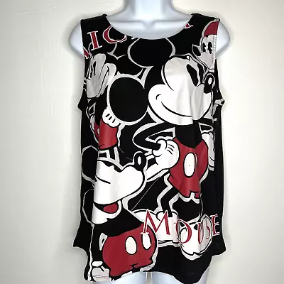 Disney Black Mickey Mouse Scoop Neck Stretch Sleeveless Tank Top Junion XL 15/17 • $13.60