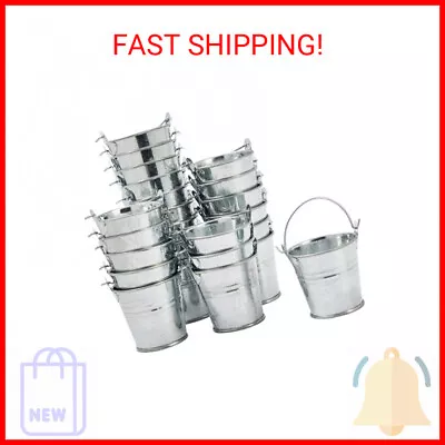 Juvale 24 Pack Mini Metal Buckets With Handles For Party Favors Small Galvanize • $18.59