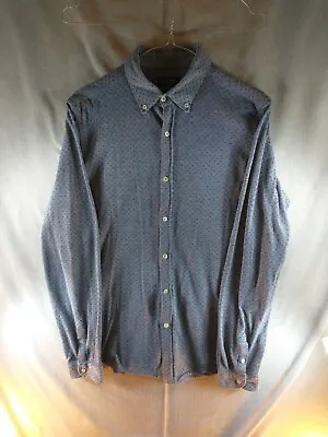 Zara Man Shirt Mens Medium Grey Patterned Button Down Slim Fit Long Sleeve • £10.99