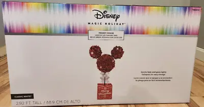 Disney Magic Holiday Mickey Mouse Lighted LED 35   Ponsettia Topiary Tree NEW • $84.95