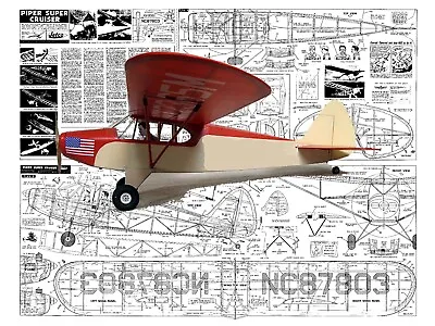 Model Airplane Plans (RC-FF): Jetco PIPER SUPER CRUISER 40  Wingspan Super-Scale • $27.35