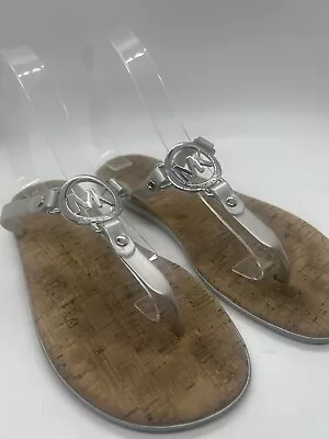 Michael Kors PVC Jelly Thong Sandals Size 8M - Silver • $16