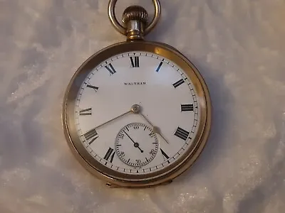 £175 • Buy Working Antique 10ct Goldplated Waltham Traveller Open Face Pocket Watch 1905