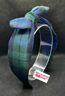 Black Watch Hairband Headband Hair Tie Band Bow Tie Green Tartan Burns Night • £3.99