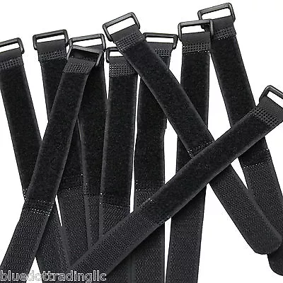 10 Qty 8  Black Cable Ties ~ Wire Cord Straps Reusable Hook & Loop ~ USA Seller • $3.85