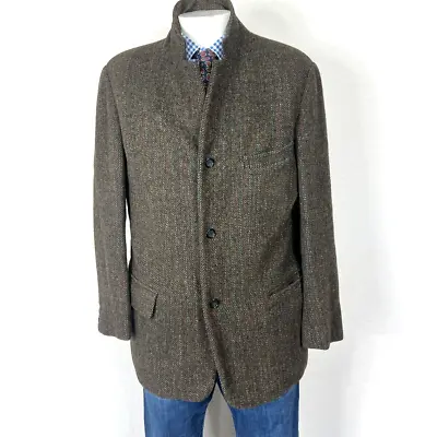Harris Tweed Blazer Jacket Brown Striped Outdoor Duck Hunting Tweed Men's 40R • $38.24
