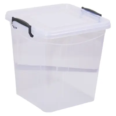 Storage Box With Lid. 11 Litre Clear Plastic Food Pantry Container. Stackable. • £10.46