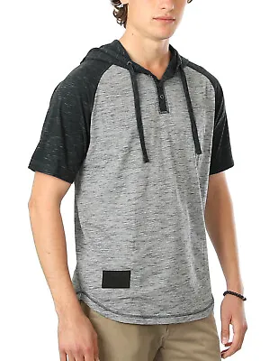 ZIMEGO Short Sleeve Raglan Henley Hoodie • $31