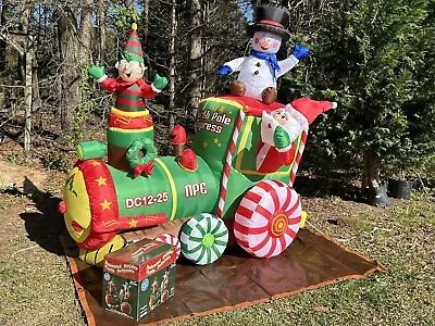 RARE Over 7’ Animated Lighted Christmas Train Inflatable Airblown NEW • $178.88