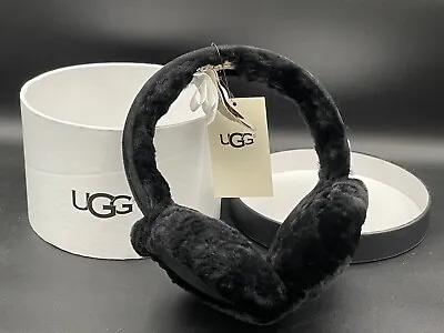 UGG Shearling & Suede Earmuffs With Center Strip ~ Black ~ One Size • $59.95