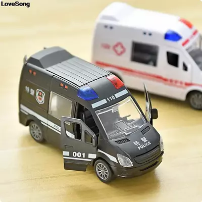 Hospital Ambulance Police Metal Cars Model Pull Back Sound And Light • $4.99