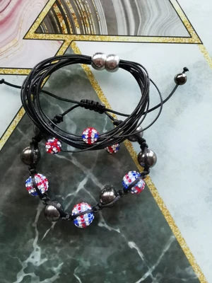 £4 • Buy FREE POST! FREE GIFT BAG! 2 X Bracelets With Union Jack Theme Sparkle Balls