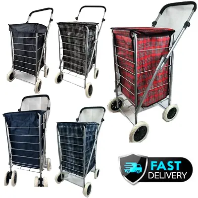 £32.99 • Buy NEW Strong Wheel Shopping Trolley Festival Essential Durable Bag 4 Wheels Cart