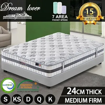 $151.05 • Buy DREAM LOVER Queen Double King Single Mattress Bed Euro Top Pocket Spring Foam