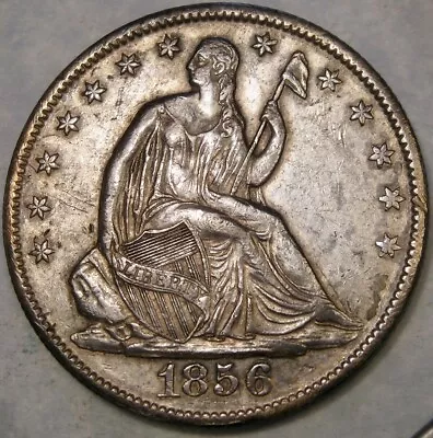 1856/1856 Liberty Seated Silver Half Dollar Re Punched Date Vp—001/wb—102/fs-301 • $1200
