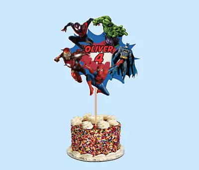 PERSONALISED Superhero Comic Cake Topper /Cake Decoration Party Non- Edible • £4.59