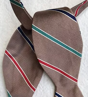 Vintage Adjustolox Bow Tie Taupe Red Green Blue Stripe Self-Tie Adjustable 2” • $20