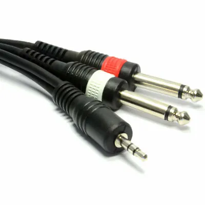 6m PRO 3.5mm Stereo To 2 X 6.35mm 1/4 Inch Mono Jacks Cable Lead • £10.28