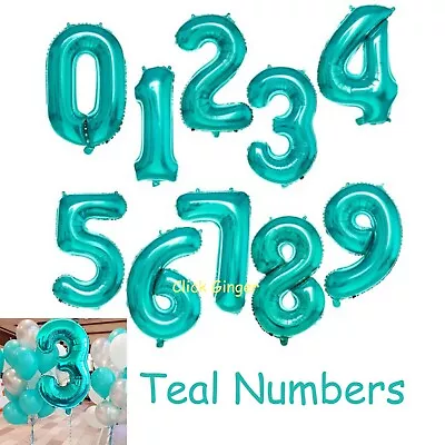 Tiffany Number Balloon Foil Teal Blue Balloons 32inch Turquoise Age Mermaid • $3.50