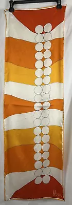 Vtg Scarves By Vera Neumann Yellow Orange Abstract Silk/Rayon Hand Rolled Japan • $24.95