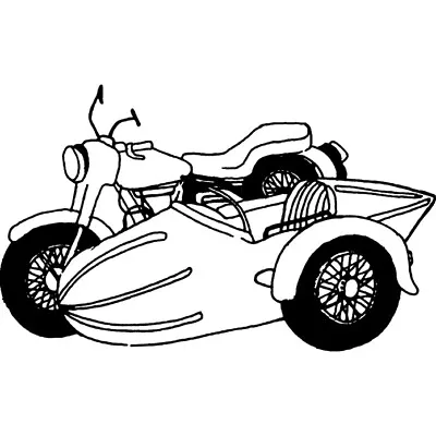 'Motorcycle Side Car' Unmounted Rubber Stamp (RS016007) • £3.99