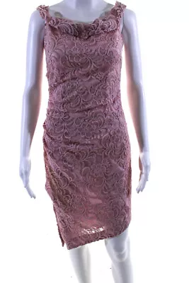 Milly Women's Off The Shoulder Lace Cinch Bodycon Midi Dress Pink Size 4 • $42.69