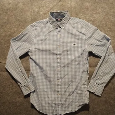 Vineyard Vines Shirt Mens Small Blue Classic Fit Tucker Shirt Check Cotton • $7.99