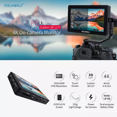 Feelworld F6 Plus Monitor 5.5 Inch  Screen Field Monitor DSLR  V9P6 • $272.06