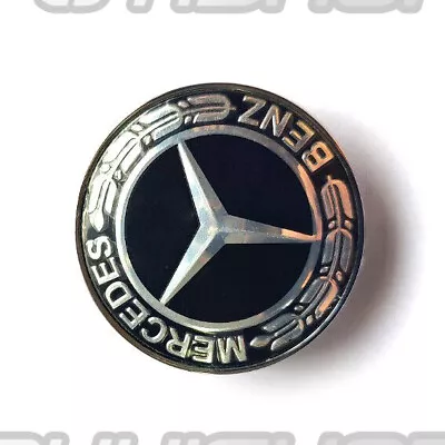 Black AMG Flat Hood Laurel Wreath Logo Front Emblem Badge Fit Mercedes Benz 57mm • $7.99