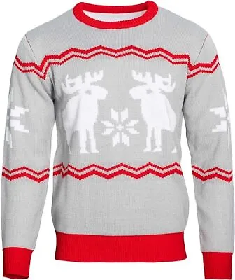 Adult Santa Claus Snowflakes And Moose Scott Father Movie Ugly Christmas Sweater • $59.95