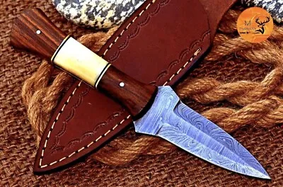 V42 Double-Edged Damascus Steel Hunting Dagger Boot Knife Combat Throwing M48 • $26.95