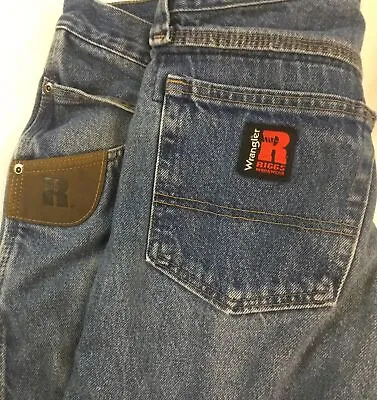 Wrangler Riggs Workwear Jeans Blue Denim 32x34 Straight Leg Work • $18