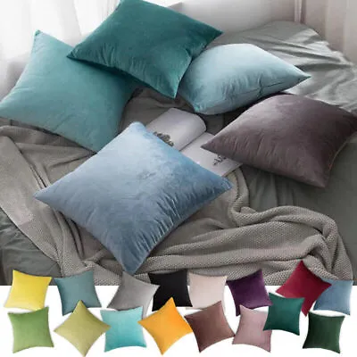 Velvet Plain Solid Colour Cushion Covers Pillow Case Premium Home Decorative • $13.74