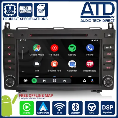 Android Auto Radio For Mercedes Sprinter Vito W639 CarPlay GPS Sat Nav Head Unit • £339.99